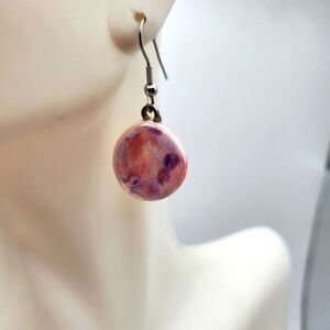 Pink stone romantic dangle earrings‎